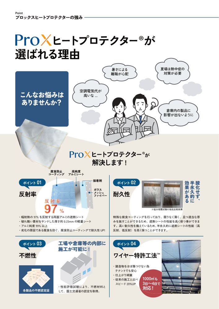 プロックスヒートプロテクターのメーカー資料写真